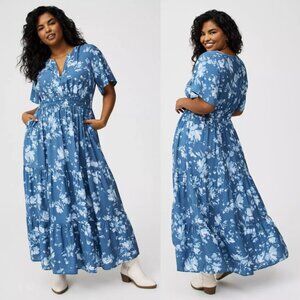 torrid Blue Floral Tiered Maxi Dress
